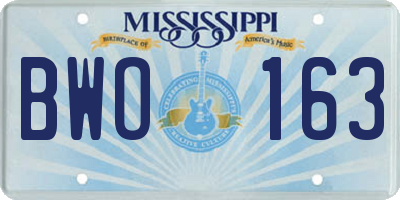 MS license plate BWO163
