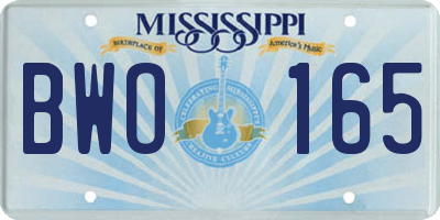 MS license plate BWO165