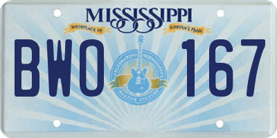 MS license plate BWO167