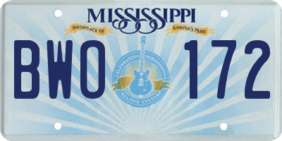 MS license plate BWO172