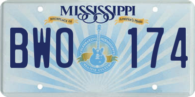 MS license plate BWO174