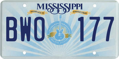MS license plate BWO177