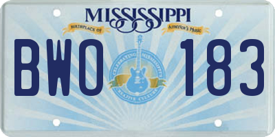 MS license plate BWO183