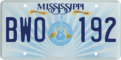 MS license plate BWO192