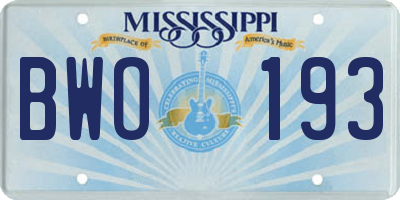 MS license plate BWO193
