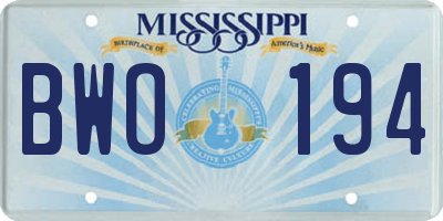 MS license plate BWO194