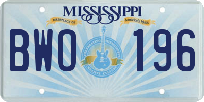 MS license plate BWO196