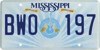 MS license plate BWO197