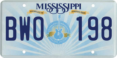 MS license plate BWO198