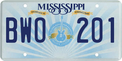 MS license plate BWO201