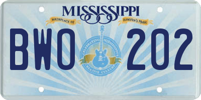 MS license plate BWO202