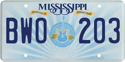 MS license plate BWO203