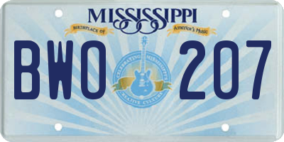 MS license plate BWO207