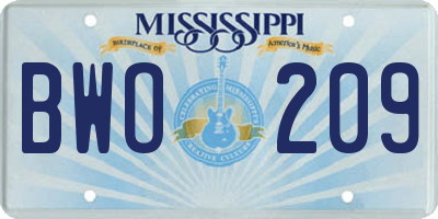 MS license plate BWO209
