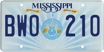MS license plate BWO210