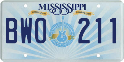 MS license plate BWO211