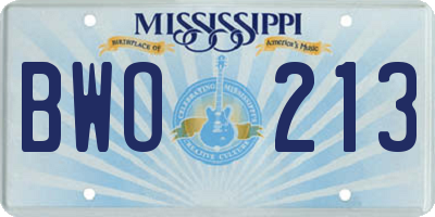 MS license plate BWO213