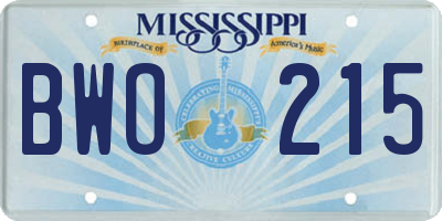 MS license plate BWO215