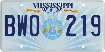 MS license plate BWO219