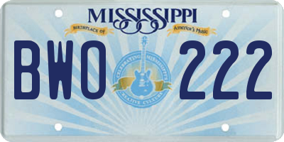 MS license plate BWO222