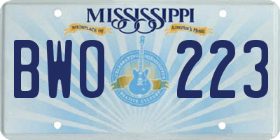 MS license plate BWO223