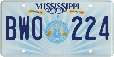 MS license plate BWO224