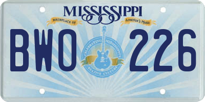 MS license plate BWO226