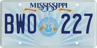MS license plate BWO227