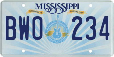 MS license plate BWO234