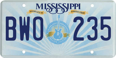 MS license plate BWO235
