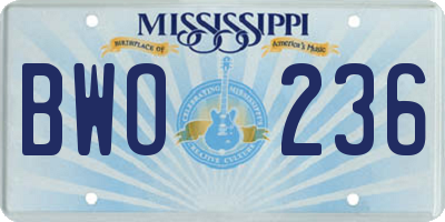 MS license plate BWO236