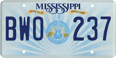 MS license plate BWO237