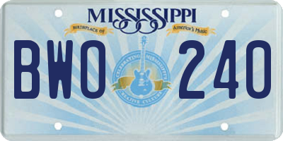 MS license plate BWO240