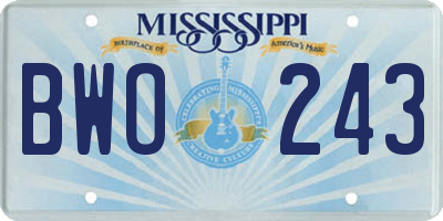MS license plate BWO243