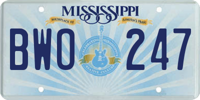 MS license plate BWO247