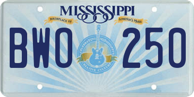 MS license plate BWO250