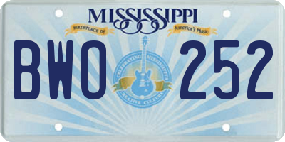 MS license plate BWO252