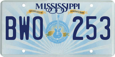 MS license plate BWO253