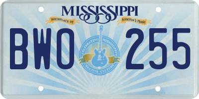 MS license plate BWO255