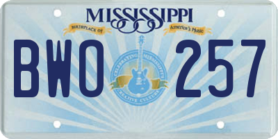 MS license plate BWO257