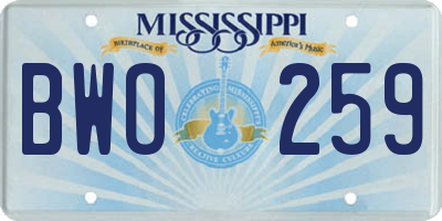 MS license plate BWO259