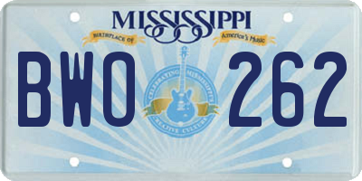 MS license plate BWO262