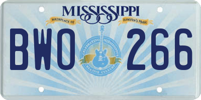 MS license plate BWO266
