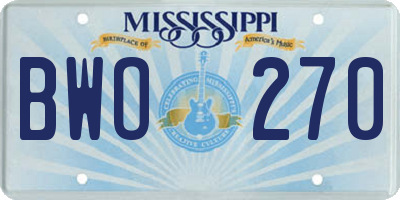 MS license plate BWO270