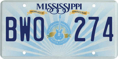 MS license plate BWO274