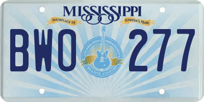 MS license plate BWO277