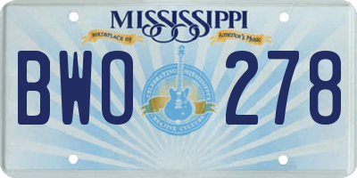 MS license plate BWO278