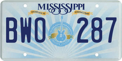 MS license plate BWO287