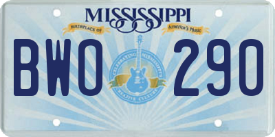 MS license plate BWO290