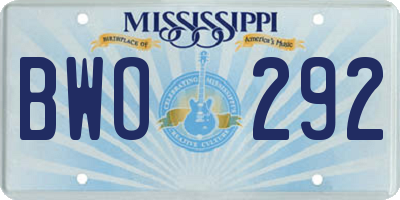 MS license plate BWO292